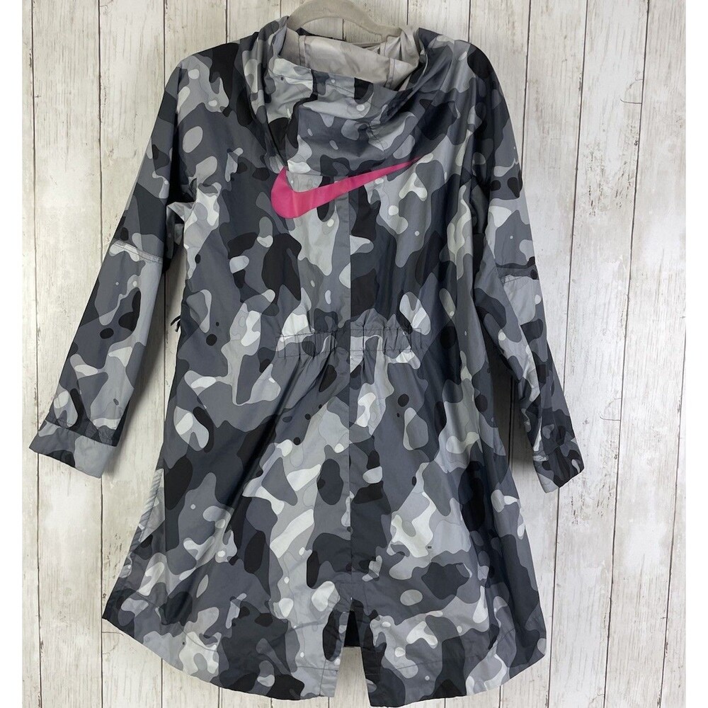 Nike Sportswear Pink Swoosh Gray Camo Lightweight Rain Jacket Women's XS